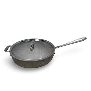 All-Clad Master Chef Sauté Pan 403 Silver Cookware with Stainless Steel Lid USA